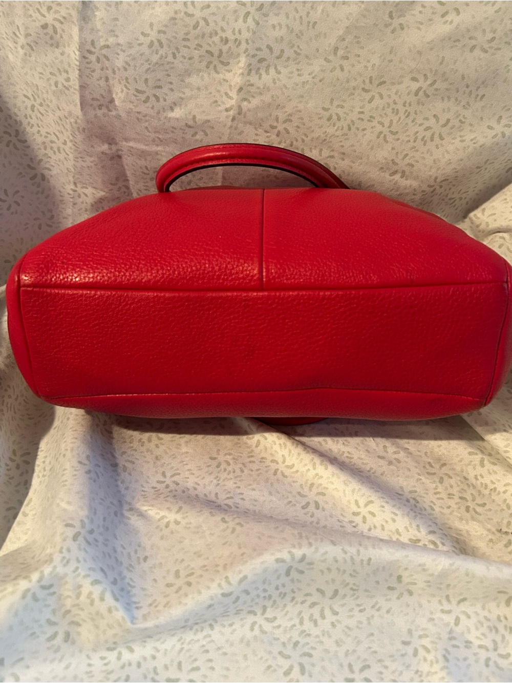 Coach Bright Red Pebbled Leather Shoulder Tote - Picture 3 of 10